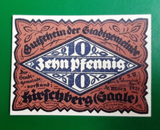 HIRSCHBERG SAALE NOTGELD 10 PFENNIG 1921 EMERGENCY MONEY GERMANY BANKNOTE (24619
