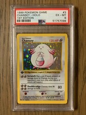 PSA 6 - Pokemon CHANSEY - 1st Edition Shadowless Base Set - 3/102 Thin Stamp