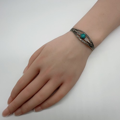 VTG Fred Harvey Era Navajo Sterling Turquoise Child Cuff Bracelet 7.4g #pv - Picture 2 of 15