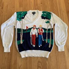 JACK NICKLAUS GOLF SWEATER vtg V-Neck Course Golf GOLDEN BEAR M GRAMPA Core
