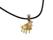 Collana con Pianoforte Dorato con Brillantini Regalo Tema Musicale Musica Piano