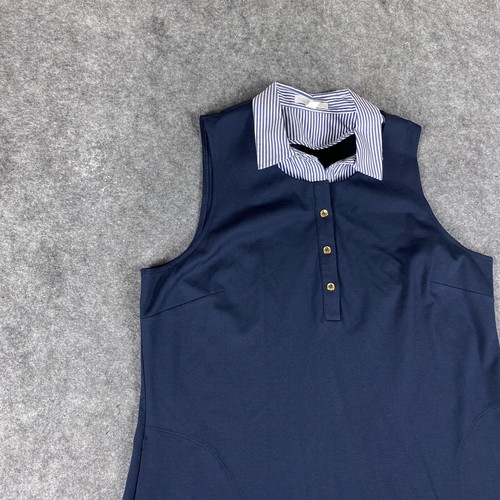 1901 Shirt Dress Womens XL Blue Knee Length Collared Casual 1/4 Button - Picture 4 of 15