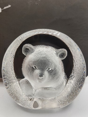 Matten Jonasson Bär Jungtier Baby Handarbeit Kristall Briefbeschwerer Schweden Etikett ohne Box - Bild 2 von 4