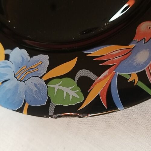 Arcoroc Plates Arcoroc France black floral ceramic plates blue bird plates x 4 - Picture 16 of 18