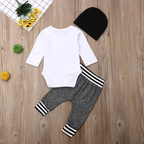 Newborn Infant Baby Boy Romper + Pants Outfit Clothes Bodysuit Playsuit 3Pcs - Picture 5 of 12