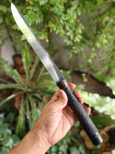 Custom short sword machete hunting knife 11.7” File steel forged blade, Teak pod - Picture 11 of 21