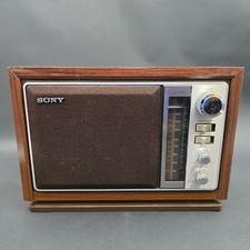 Vintage SONY Radio ICF-9740W FM AM 2 Bands Receiver Faux Wood Tabletop AS IS  			