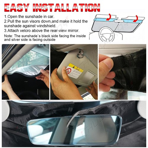 For Tesla model 3 Windshield Sun Shade Visor Foldable UV Heat Block Window Cover - Picture 4 of 11