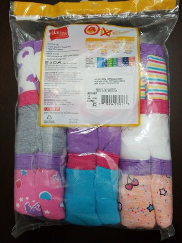 9 Hanes Girls Briefs Tagless Size 14 No Ride Up 100% Cotton Rainbow Unicorn - Picture 2 of 3