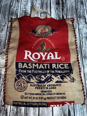 BURLAP SACK ROYAL BASMATI RICE TOTE BAG  Zippered Closed Top Handles With tag