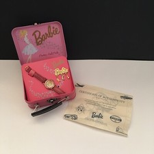 Barbie Pretty In Pink Fossil Watch in original tin/box w COA 1994