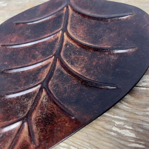 Leaf Tray Bronze Tone Metal Platter 3 Feet Trinket Plate Fall Decor Rustic 11.25 - Picture 4 of 13