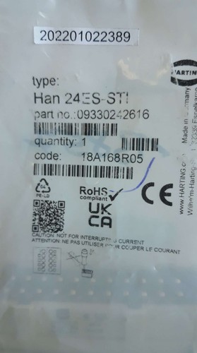 HARTING HAN 24ES- STI 09330242616 16A 500V 6KV 600V NUEVO STOCK ANTIGUO - Imagen 5 de 6