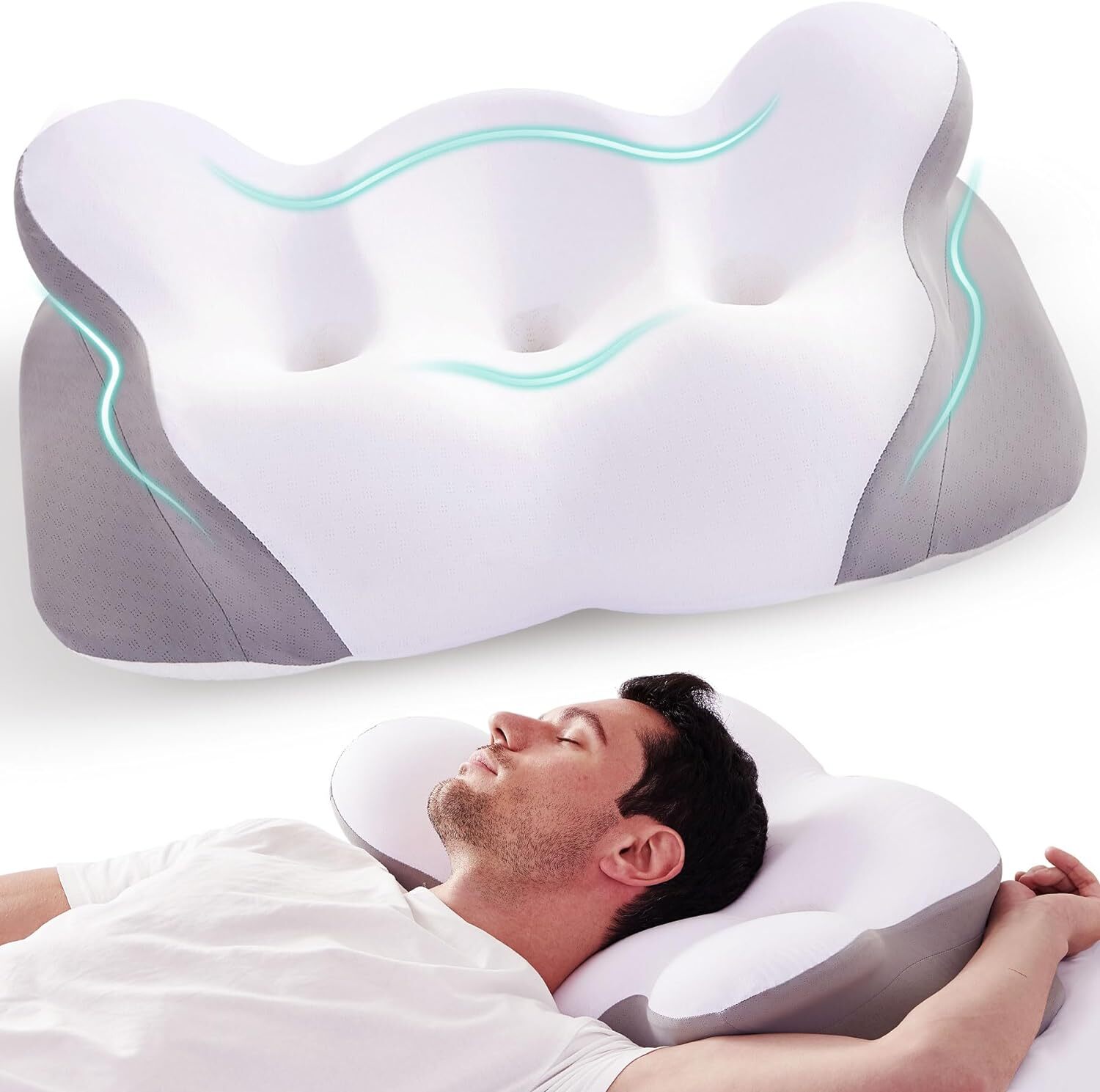 ПОДУШКА ДЛЯ ШЕИ KKN NECK CERVICAL PILLOW ОТ БОЛИ В ШЕЕ И ПЛЕЧАХ KP021 - БЕЛЫЙ