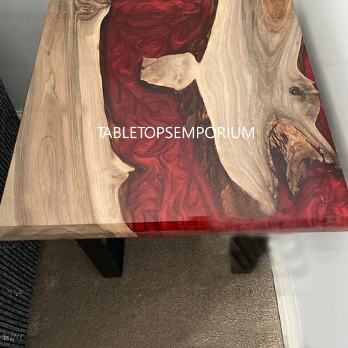 Muebles de trabajo de madera hechos a mano río resina cuadrada epoxi comedor, mesas de café - Imagen 2 de 2