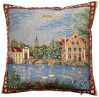 MINNEWATER LAKE OF LOVE BRUGGE BRUGES, BELGIAN 18" TAPESTRY CUSHION COVER, 01848