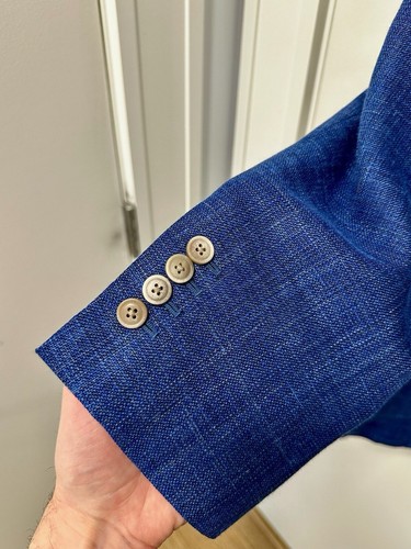 Paul Stuart Loro Piana 46R Summer Navy Sportcoat Wool/Linen/Silk - Picture 2 of 4