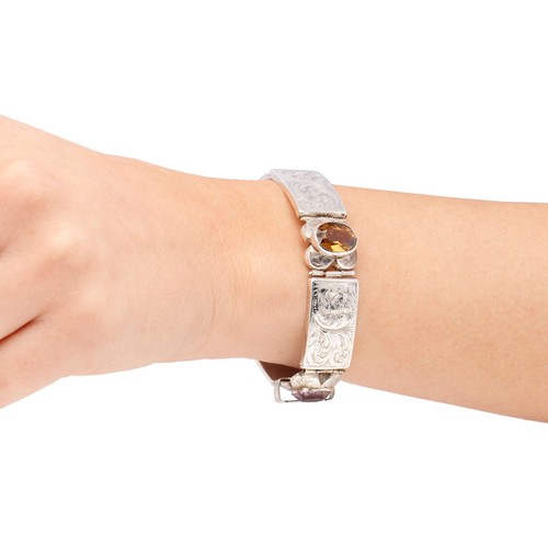 Victorian Sterling Silver Amethyst Novelty Buckle Bracelet - Bild 5 von 14