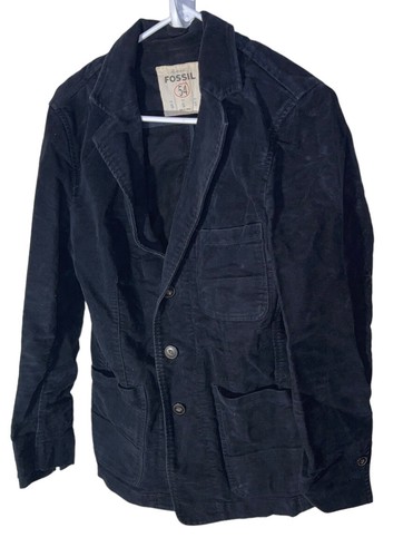 Vintage Fossil Womens 3 Button Blazer Size Small Black 100% Cotton READ