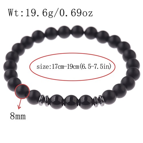 Women Men's Black Tourmaline Matte Agate Stone Yoga Beaded Energy Bracelets Gift - Picture 5 of 12