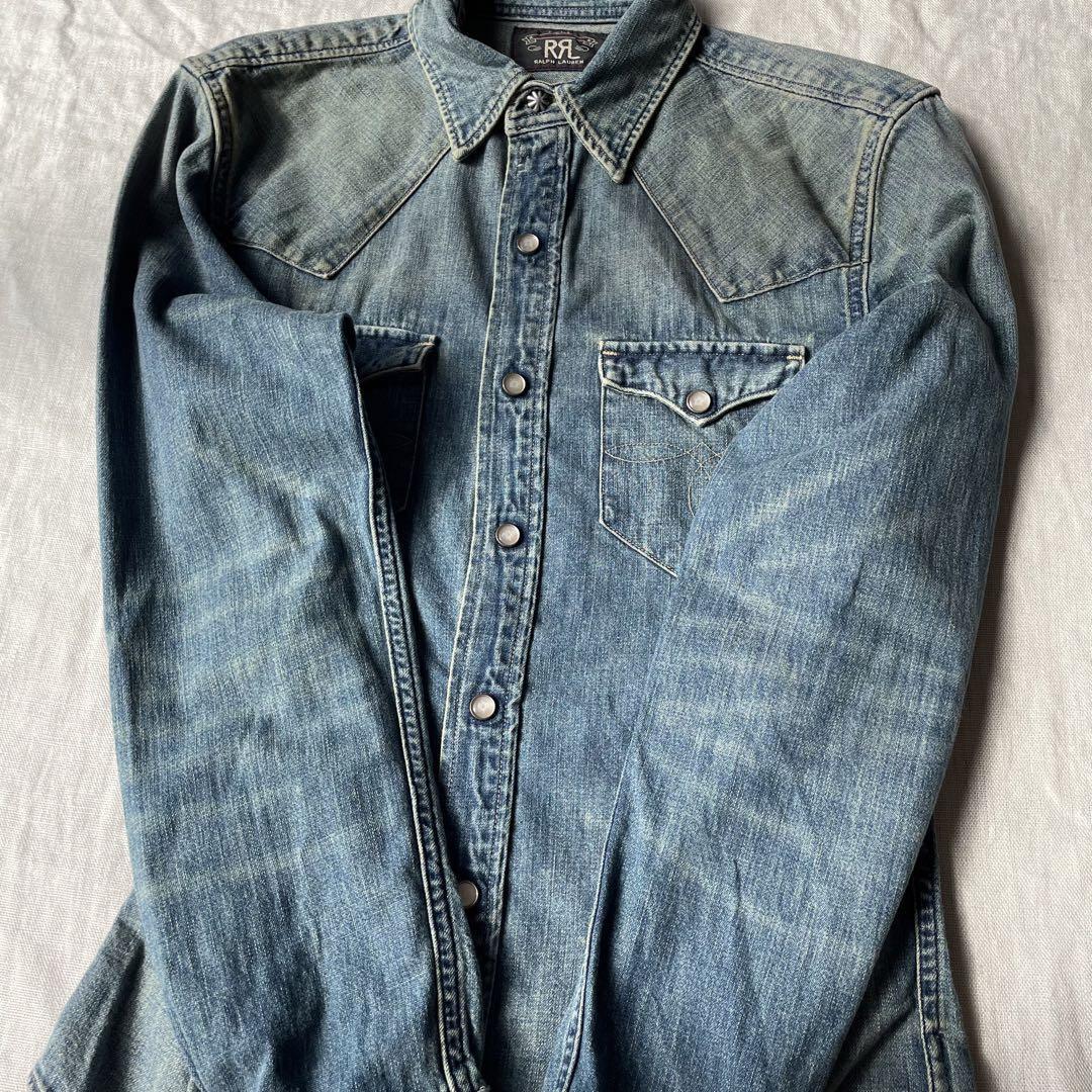 Rrl Double R L Aged Denim Western Shirt Concho | eBay