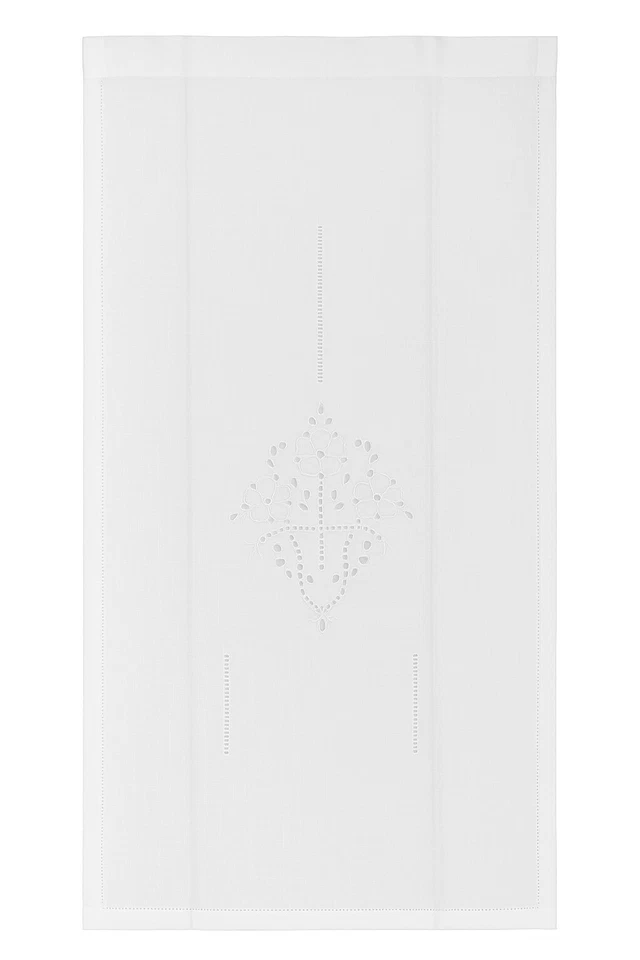 Tendina Dietro Vetro Misto Lino Ricamata Bianca Ecrù Filet 60x150 60x240 150x300 - Immagine 2 di 4