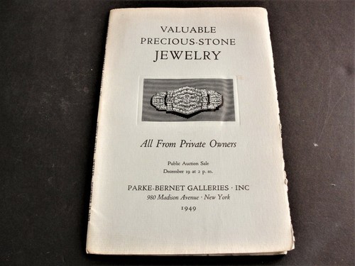 Valuable Precious Stone Jewelry-Published: Parke-Bernet Galleries,1949 Pamphlet. - Picture 1 of 12