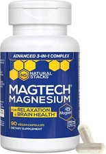 Natural Stacks - MagTech Magnesium Complex 90 Caps; Brain, Relaxation Exp 12/27