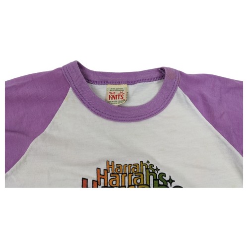 VTG Harrahs Automobile Collection Shirt Girls Medium Baseball Logo 70s Youth - Picture 3 of 10