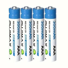 4x AAA Rechargeable NiMH Batteries, HR3, 1.2V, 300mAh, Ni-MH, Pre-Charged 1.75 per battery