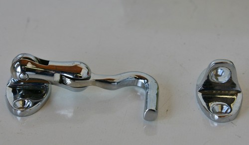 Latch Hook Set 3" Catch Door Cabinet 76mm Chrome Plate Brass 7219009 Boat Yacht - Picture 2 of 6