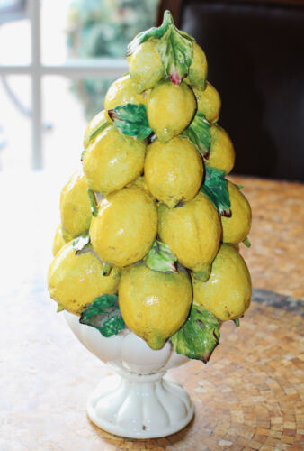 Italian Majolica Capodimonte Lemon Topiary Vintage Exquisite Centerpiece Art - Picture 4 of 7