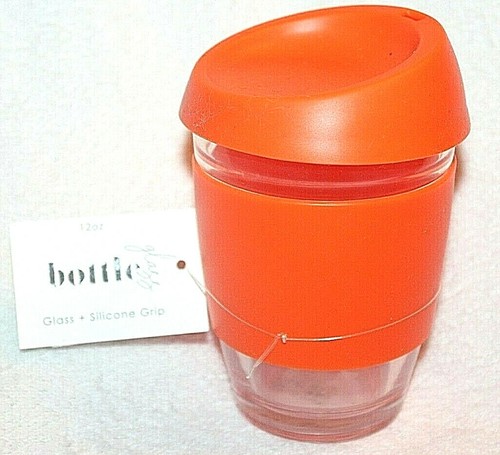 12oz Orange Glass Bottle w/ Silicone Grip - Picture 1 of 3