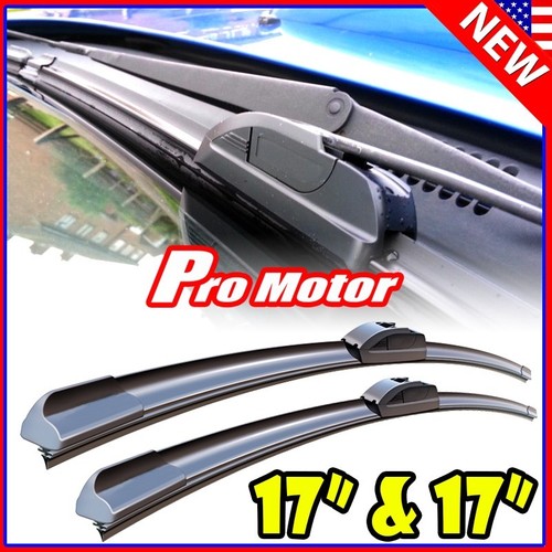 17" + 17" OEM Quality Bracketless Windshield Wiper Blades J-Hook Pair All Season - Picture 1 of 5