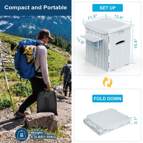 Extra Large Portable Camping Toilet with Lid, Phone Shelf and Paper Holder - 第 5/10 張圖片