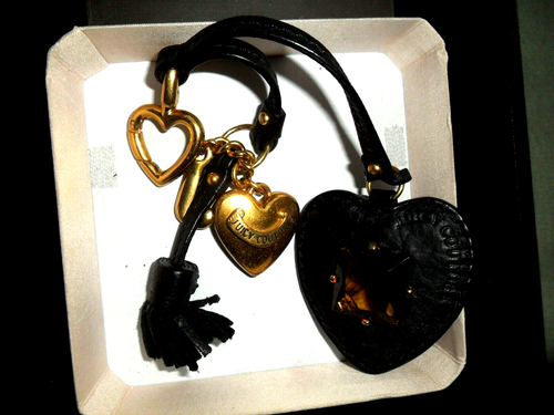 JUICY COUTURE CRYSTAL RHINESTONE GOLDTONE PURSE HEART KEY CHARM,SIGNED BOX  #03J - Picture 4 of 10