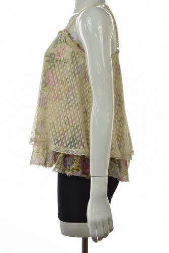 Intimately Free People Womens Top Size S Ivory Pink Floral Blouse Shirt Cotton - Picture 3 of 5