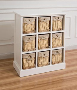 Shabby Chic Cabinet Wicker Baskets Storage Buffet Rustic Unit Home Image Is Loading Shabby Chic Cabinet Wicker Baskets Storage Buffet Rustic
