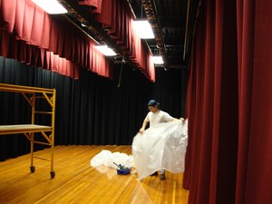 School Stage Curtains 12 T X 35 W Pleated Velour With Fire Rating