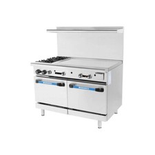 Turbo Air TARG-36G2B 48" Gas Restaurant Range w/ (2) Open Burners, 36" Griddl...