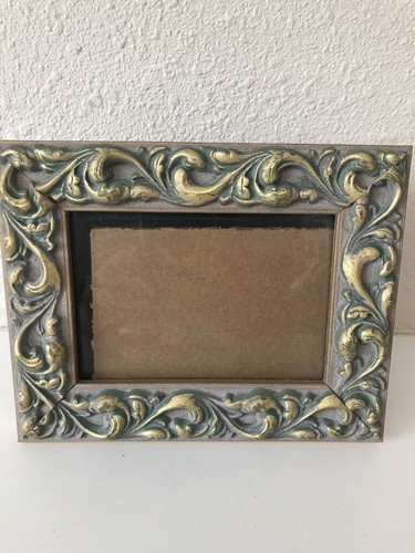 Scroll Brushed Gold & Green Gray Horizontal Vertical Picture Photo Frame 3x5 - Picture 1 of 9