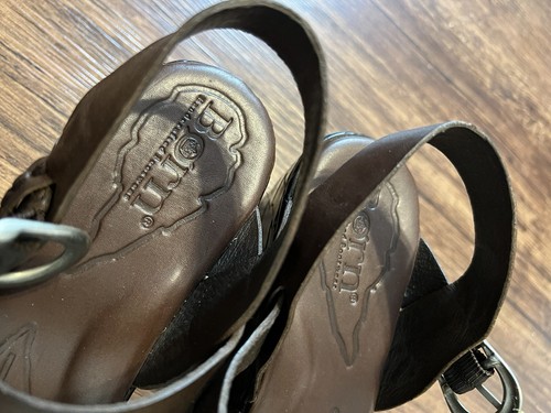Born Women’s Wedge Platform Sandals Size 9/40 1/2 Sling Back All Leather Brown - Picture 3 of 12
