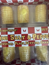 Mini Corn Salt & Peppers Boston Warehouse 6 Individual Place Setting Shakers BBQ