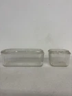 Federal Glass Refrigerator Box Dish With Lids Set Of Two “no Chips Or Cracks”Vtg