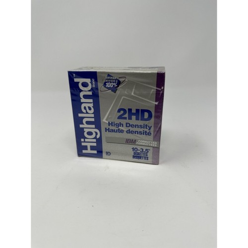 Highland 3.5" IBM 2HD High Density Diskettes 10 Floppy Disks New And Sealed - Picture 1 of 3