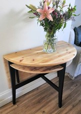 Pine Half Moon Drop Leaf Table 2 4 Seater Gateleg Dining Table Black Legs Wood