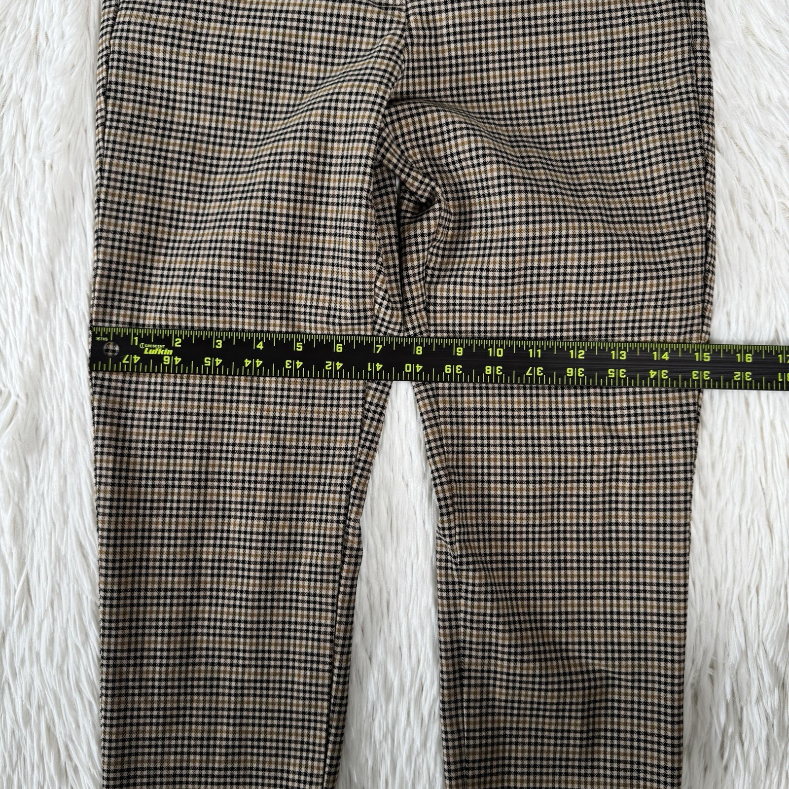 Zara Basic Tan Checked Mid-Rise Flat Front Slim L… - image 8