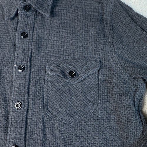 Wallace & Barnes Flannel Shirt Men's Medium Gray Button Up Heavyweight Cotton - Picture 7 of 22