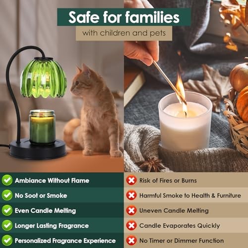 Candle Warmer Lamp with Timer & Dimmer, Fragrance Candle Lamp with Green Tulip - Picture 6 of 8