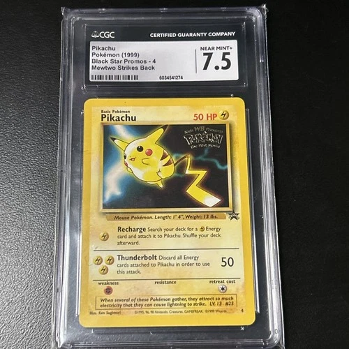 PIKACHU 4 POKEMON BLACK STAR PROMO MEWTWO STRIKES BACK CGC 7.5